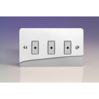 Varilight Ultraflat 3-Gang 1-Way V-Pro Multi-Point Remote/Tactile Touch Control Master LED Dimmer 3 x 0-100W (1-10 LEDs) (Twin Plate) V-Pro Multi-Point Remote (formerly Eclique2) Polished Chrome Chrome Buttons