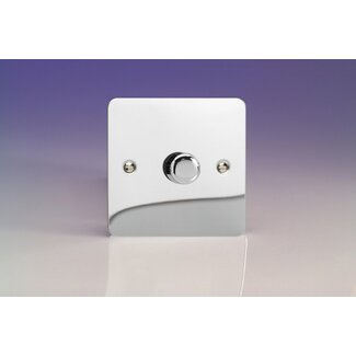 Varilight Ultraflat 1-Gang 2-Way Push-On/Off Rotary LED Dimmer 1 x 0-120W (1-10 LEDs) V-Pro Polished Chrome Chrome Knob