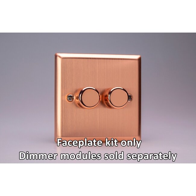 Varilight Urban 2-Gang Matrix Kit For Rotary Dimmers  Matrix Brushed Copper Copper Knob