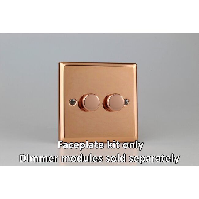Varilight Urban 2-Gang Matrix Kit For Rotary Dimmers  Matrix Polished Copper Polished Copper Knob