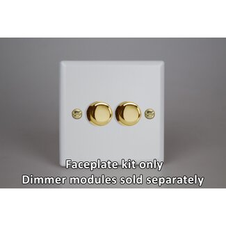 Varilight Vogue 2-Gang Matrix Kit For Rotary Dimmers  Matrix Matt White Polished Brass