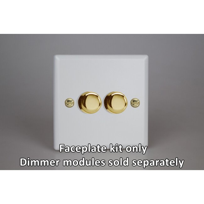 Varilight Vogue 2-Gang Matrix Kit For Rotary Dimmers  Matrix Matt White Polished Brass