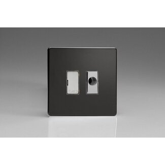 Varilight Screwless 13A Unswitched Fused Spur + Flex Outlet with Metal Inserts Decorative Premium Black Chrome Inserts