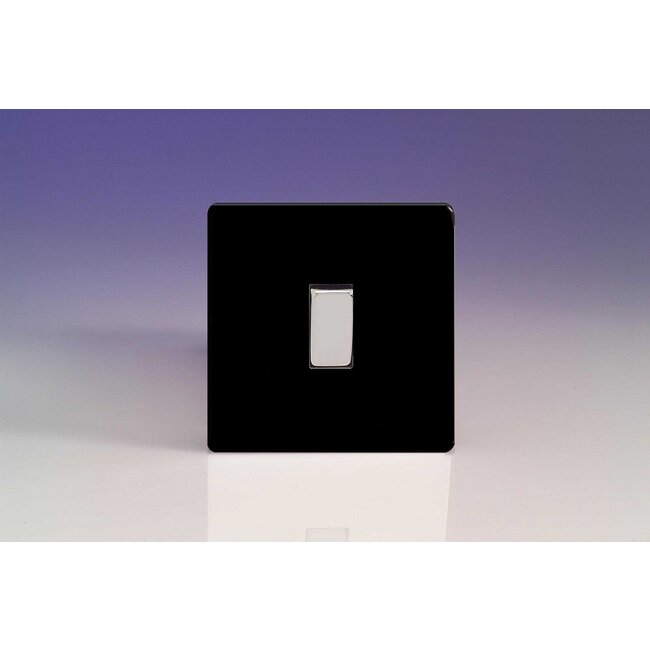 Varilight Screwless 1-Gang 10A 1-Way Push-to-Make Retractive Momentary Switch Decorative Premium Black Chrome Button