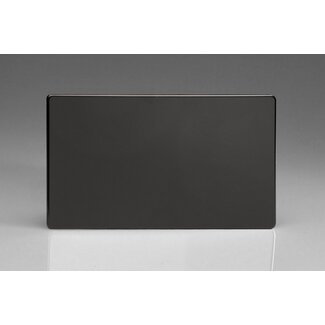 Varilight Screwless Double Blank Plate  Premium Black