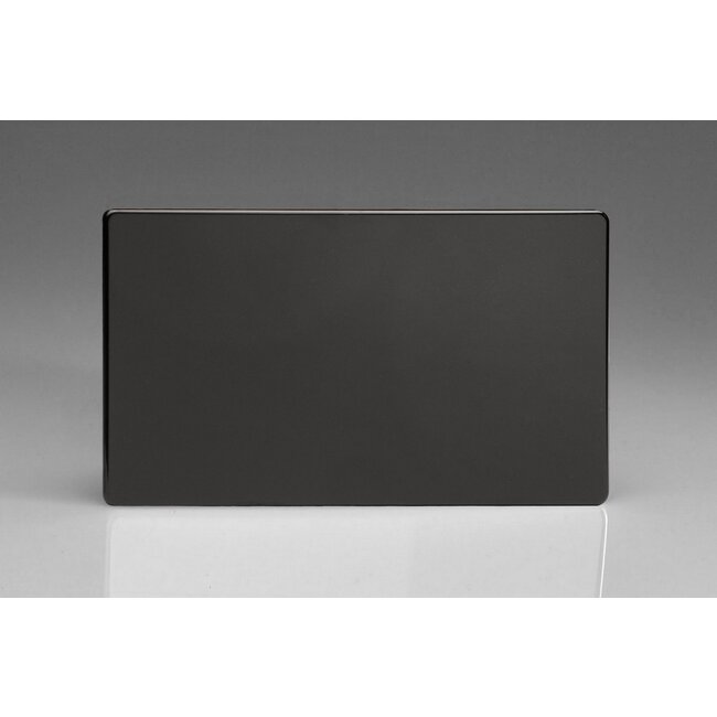 Varilight Screwless Double Blank Plate  Premium Black