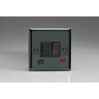 Varilight Classic 13A Switched Fused Spur + Neon + Flex Outlet  Black Iridium Black Inserts