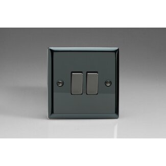 Varilight Classic 2-Gang (10A Intermediate Switch + 10A 1- or 2-Way Rocker Switch) with Metal Rockers Decorative Iridium Iridium Rockers