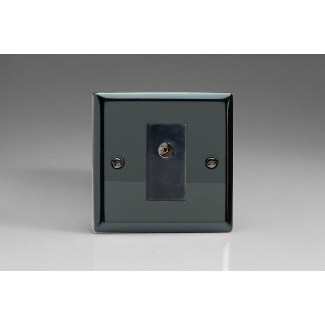 Varilight Classic 1-Gang TV Socket, Isolated Co-axial Black Iridium Black Insert