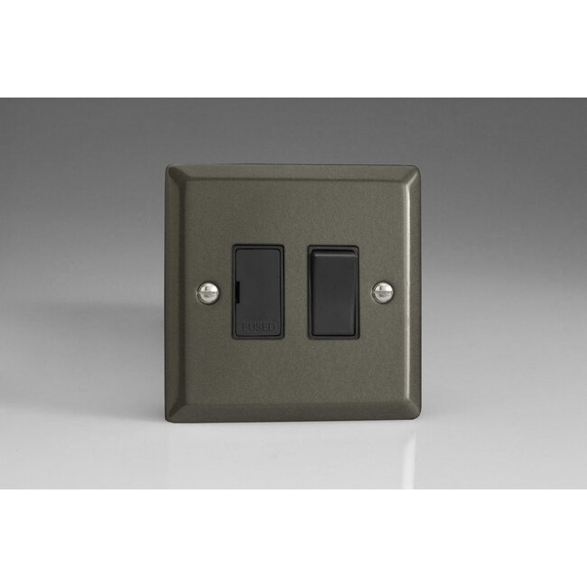 Varilight Classic 13A Switched Fused Spur  Black Graphite 21 Black Inserts