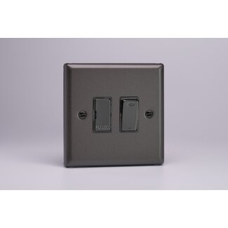 Varilight Classic 13A Switched Fused Spur + Neon with Metal Inserts Iridium Graphite 21 Iridium