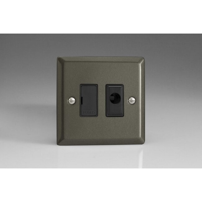 Varilight Classic 13A Unswitched Fused Spur + Flex Outlet Black Graphite 21 Black Inserts