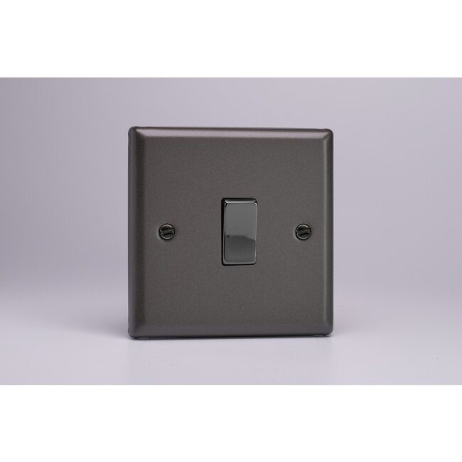 Varilight Classic 1-Gang 10A Intermediate Rocker Switch with Metal Rockers Iridium Graphite 21 Iridium