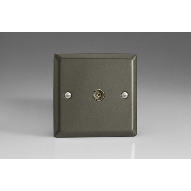 Varilight Classic 1-Gang TV Socket, Co-Axial  Graphite 21 Plain Insert