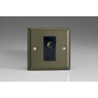 Varilight Classic 1-Gang TV Socket, Isolated Co-axial Black Graphite 21 Black Insert