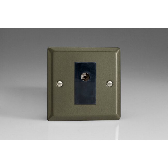 Varilight Classic 1-Gang TV Socket, Isolated Co-axial Black Graphite 21 Black Insert