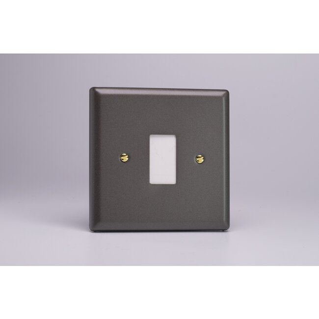 Varilight Vogue 1-Gang PowerGrid Plate including Yoke (Single Plate)  Slate
