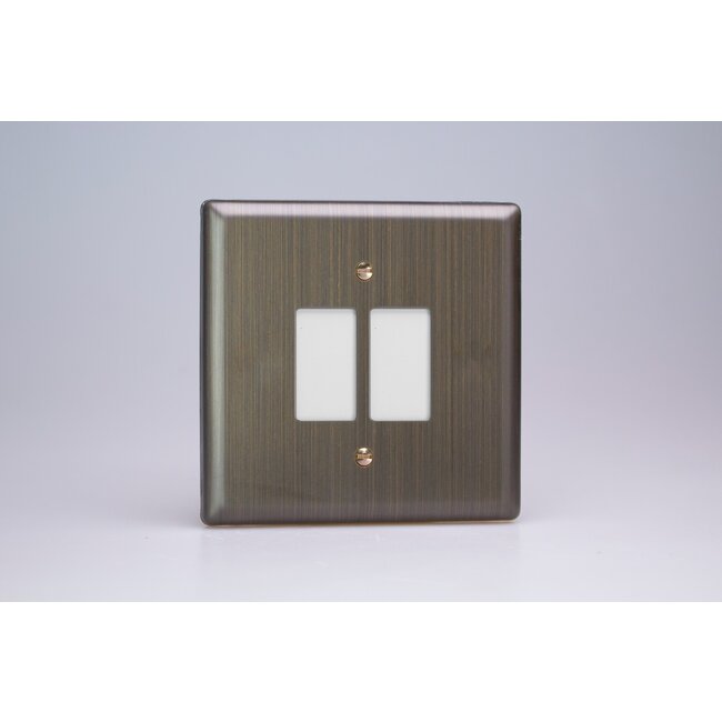 Varilight Urban 2-Gang PowerGrid Plate including Yoke (Single Plate)  Antique Brass