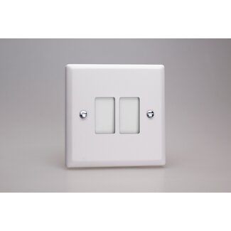Varilight Urban 2-Gang PowerGrid Plate including Yoke (Single Plate)  Chalk White