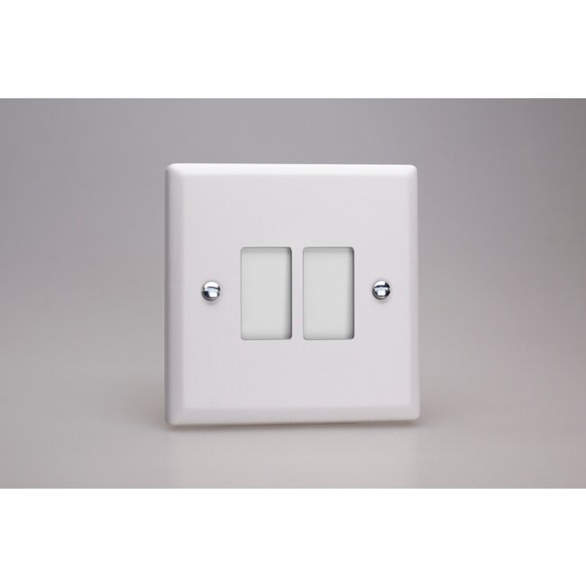 Varilight Urban 2-Gang PowerGrid Plate including Yoke (Single Plate)  Chalk White