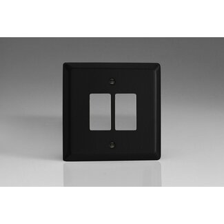 Varilight Urban/Vogue 2-Gang PowerGrid Plate including Yoke (Single Plate)  Matt Black