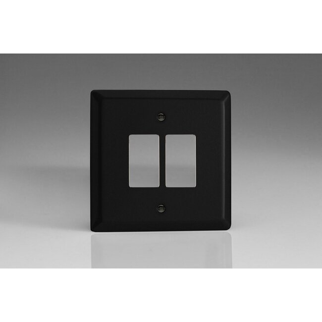 Varilight Urban/Vogue 2-Gang PowerGrid Plate including Yoke (Single Plate)  Matt Black