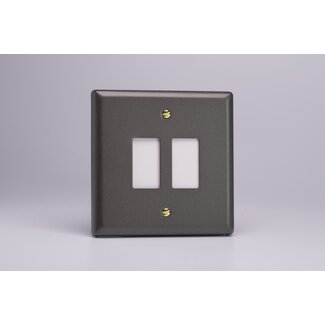 Varilight Vogue 2-Gang PowerGrid Plate including Yoke (Single Plate)  Slate