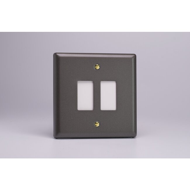 Varilight Vogue 2-Gang PowerGrid Plate including Yoke (Single Plate)  Slate