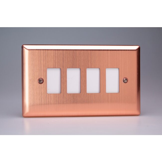 Varilight Urban 4-Gang PowerGrid Plate including Yoke (Twin Plate)  Brushed Copper