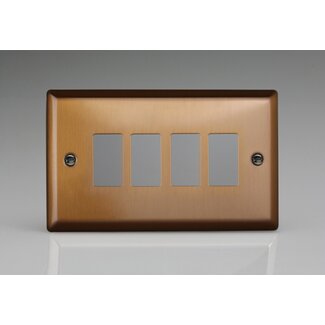 Varilight Urban 4-Gang PowerGrid Plate including Yoke (Twin Plate)  Brushed Bronze
