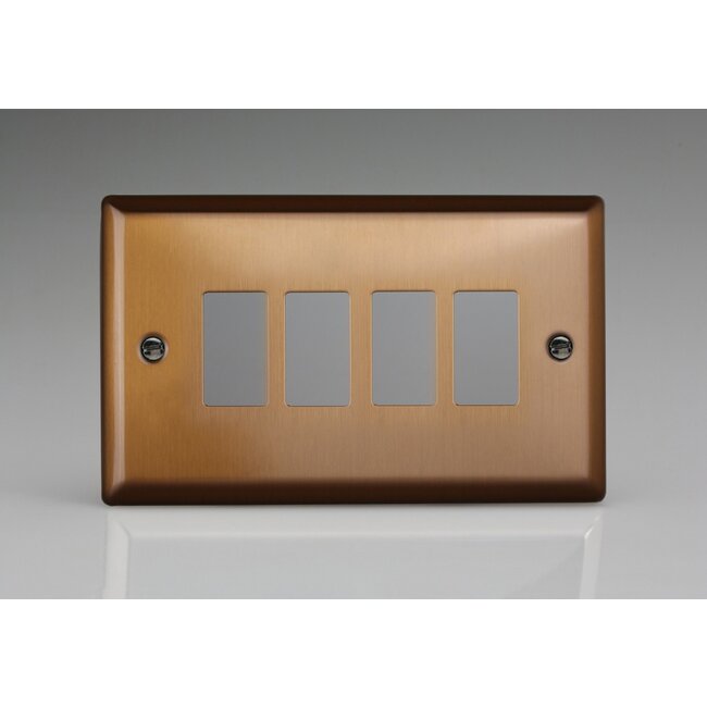 Varilight Urban 4-Gang PowerGrid Plate including Yoke (Twin Plate)  Brushed Bronze