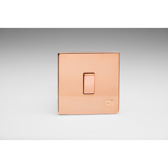 Varilight Screwless 1-Gang 10A 1- or 2-Way Rocker Switch Decorative Cu29 Raw Copper Copper Rocker