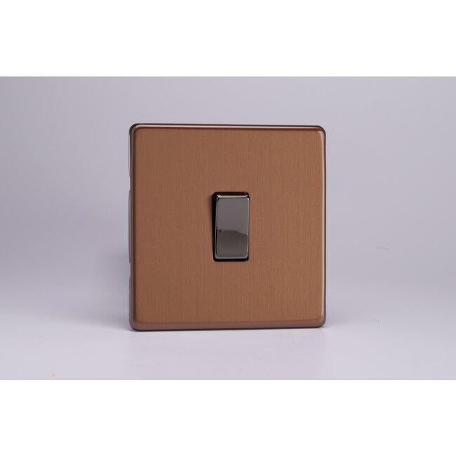 Varilight Urban Screwless 1-Gang 10A 1- or 2-Way Rocker Switch Decorative Brushed Bronze Iridium Rocker