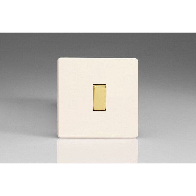 Varilight Screwless 1-Gang 10A 1- or 2-Way Rocker Switch Decorative Brass Primed Brass Rocker