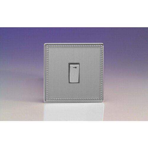 Varilight Jubilee 1-Gang 20A Double Pole Rocker Switch + Neon Indicator Light Decorative Brushed Steel Steel Rocker Varilight Jubilee 1-Gang 20A Double Pole Rocker Switch + Neon Indicator Light Decorative Brushed Steel Steel Rocker