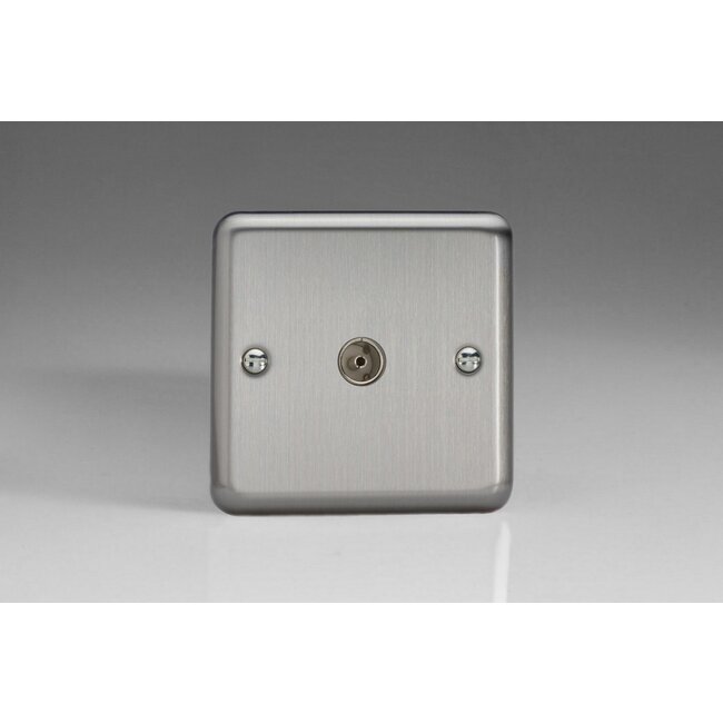 Varilight Classic 1-Gang TV Socket, Co-Axial  Matt Chrome Plain Insert