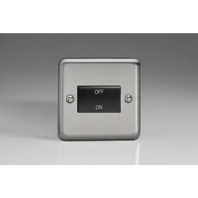 Varilight Classic 10A Fan Isolating Switch (3 Pole) Black Matt Chrome Black Insert