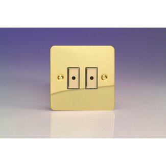 Varilight Ultraflat 2-Gang 1-Way V-Pro Multi-Point Remote/Tactile Touch Control Master LED Dimmer 2 x 0-100W (1-10 LEDs) V-Pro Multi-Point Remote (formerly Eclique2) Polished Brass Brass Buttons