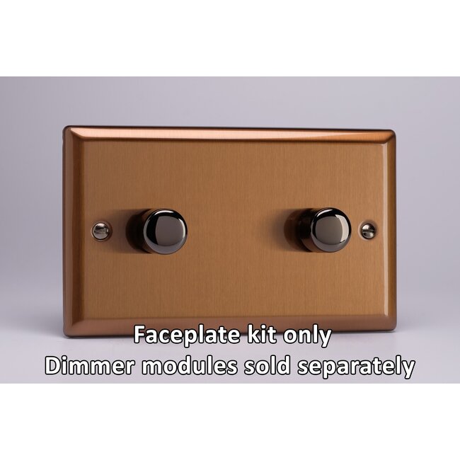 Varilight Urban 2-Gang Matrix Kit For Rotary Dimmers (Twin Plate)  Matrix Brushed Bronze Iridium Knob