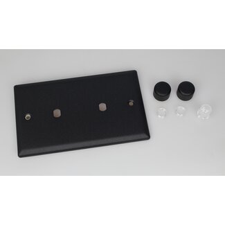 Varilight Urban 2-Gang Matrix Kit For Rotary Dimmers (Twin Plate)  Matrix Matt Black Matt Black Knob