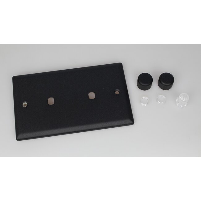 Varilight Urban 2-Gang Matrix Kit For Rotary Dimmers (Twin Plate)  Matrix Matt Black Matt Black Knob