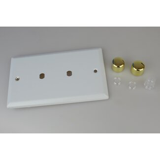 Varilight Vogue 2-Gang Matrix Kit For Rotary Dimmers (Twin Plate)  Matrix Matt White Polished Brass