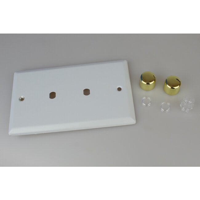 Varilight Vogue 2-Gang Matrix Kit For Rotary Dimmers (Twin Plate)  Matrix Matt White Polished Brass