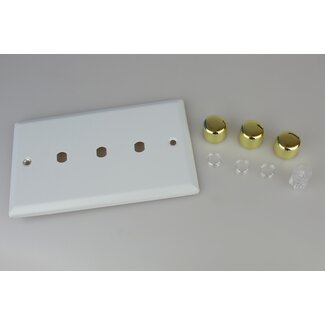 Varilight Vogue 3-Gang Matrix Kit For Rotary Dimmers (Twin Plate)  Matrix Matt White Polished Brass