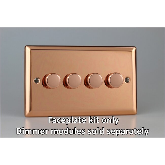 Varilight Urban 4-Gang Matrix Kit For Rotary Dimmers (Twin Plate)  Matrix Polished Copper Polished Copper Knob