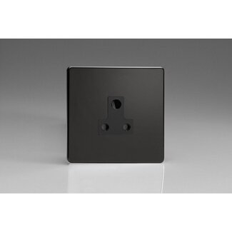 Varilight Screwless 1-Gang 5A Round Pin Socket  Black Premium Black Black Insert