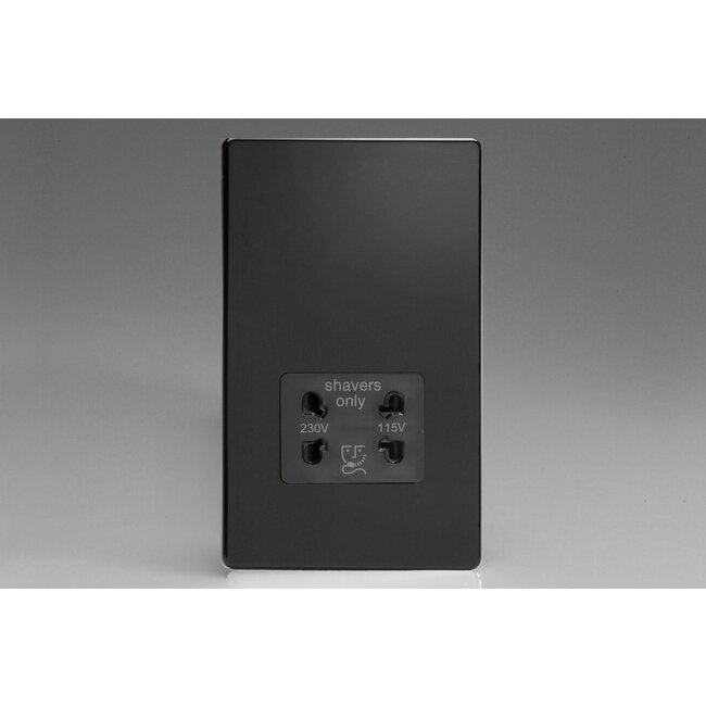 Varilight Screwless Dual Voltage Shaver Socket 230V/115V Black Premium Black Black Insert