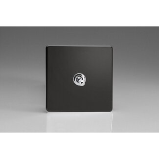 Varilight Screwless 1-Gang 10A 1- or 2-Way Toggle Switch Decorative Premium Black Chrome Toggle