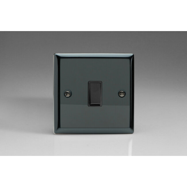 Varilight Classic 1-Gang 10A Retractive Switch Black Iridium Black Rocker