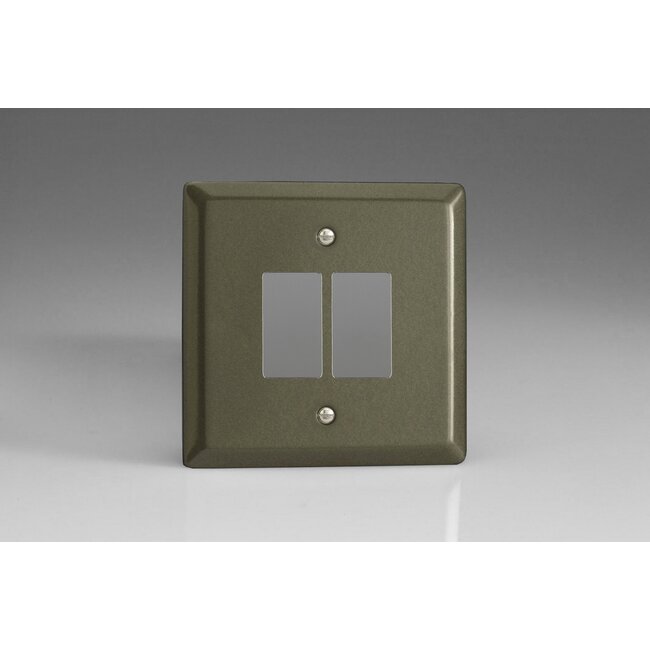 Varilight Classic 2-Gang PowerGrid Plate including Yoke (Single Plate)  Graphite 21